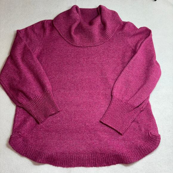 Tahari Sweaters - Tahari Womens Oversized Ribbed Cowl Neck Soft Sweater Raspberry Pink Size Small